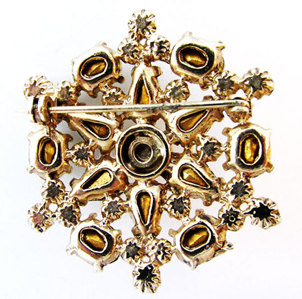 Vintage 1940s Jewelry Dramatic Moonstone and Ruby Diamante Pin - Back