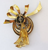 Harry Iskin Vintage 1940s Unique Gold Filled Ribbon Floral Pin