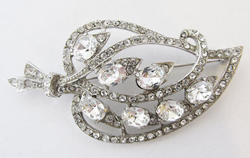 Joseph Wiesner NY Vintage 1950s Flawless Rhinestone Leaf Pin