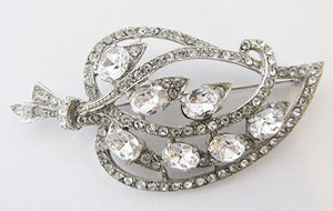 Joseph Wiesner NY Vintage 1950s Flawless Rhinestone Leaf Pin