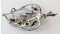 Joseph Wiesner NY Vintage 1950s Flawless Rhinestone Leaf Pin - Thumbnail