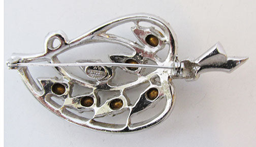 Joseph Wiesner NY Vintage 1950s Flawless Rhinestone Leaf Pin