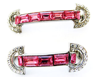 1930s Vintage Jewelry Exceptional Art Deco Pink Diamante Scatter Pins - Front