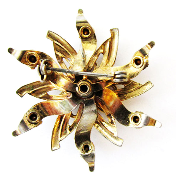 Coro 1940s Vintage Designer Jewelry Superb Diamante Floral Pin/Pendant - Back