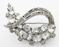 Dazzling Vintage 1950s Mid-Century Clear Diamante Pin - Front - Thumbnail