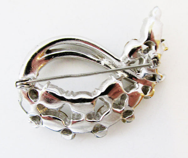 Dazzling Vintage 1950s Mid-Century Clear Diamante Pin - Back