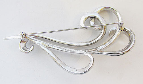 Boucher Vintage 1950s Minimalist Rhinestone Ribbon Pin