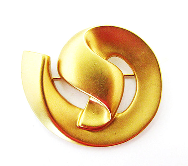 Vintage 1970s Jewelry Avant-Garde Gold Minimalist Pin and Earrings Set - Pin