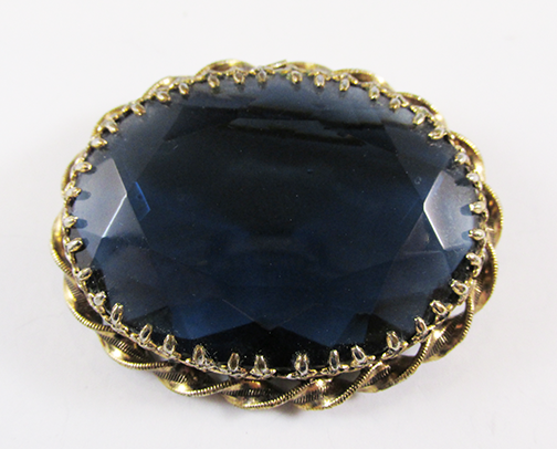 Austria Vintage Superb 1950s Mid Century Sapphire Blue Oval Pin