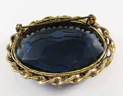 Austria Vintage Superb 1950s Mid Century Sapphire Blue Oval Pin