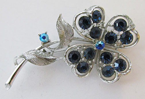 Lisner Vintage Gorgeous Mid Century Sapphire Floral Pin