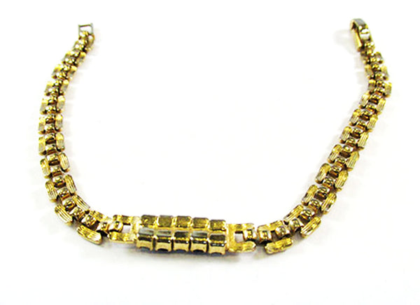 Vintage 1960s Art Deco Style Diamante Geometric Link Bracelet - Back