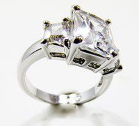Stunning 1980s Realistic Contemporary Style Geometric CZ Fashion Ring - Front and Side - Thumbnail