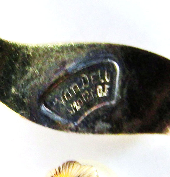 Van Dell 1940s Vintage Designer Gold Filled Pearl Floral Spray Pin - Signature