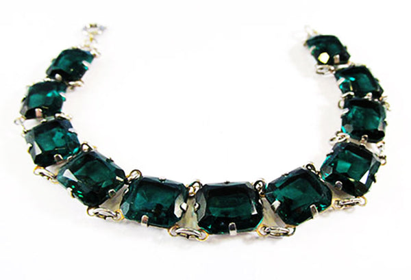 Vintage 1940s Jewelry Stunning Mid-Century Emerald Diamante Bracelet- Front