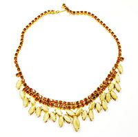 Vintage 1950s Jewelry Eye-Catching Diamante Necklace and Earrings Set - Necklace - Thumbnail