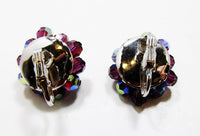 Dazzling Vintage 1960s Mid-Century Purple Crystal Button Earrings - Back - Thumbnail