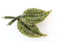 Pell Signed Vintage Designer Jewelry-Beautiful Peridot Rhinestone Pin - Front - Thumbnail