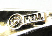 Pell Signed Vintage Designer Jewelry-Beautiful Peridot Rhinestone Pin - Signature - Thumbnail