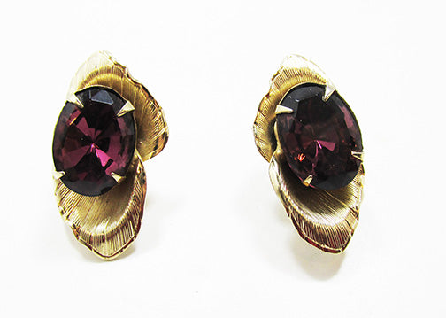 Vintage Retro Contemporary Style Floral Rhinestone Button Earrings