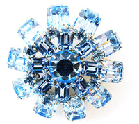1950s Vintage Jewelry Stunning Diamante Sapphire Catherine Wheel Pin