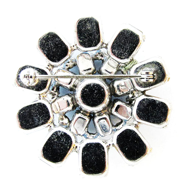 1950s Vintage Jewelry Stunning Diamante Sapphire Catherine Wheel Pin - Back