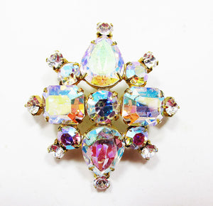 Weiss Vintage 1950 Designer Iridescent Mid-Century Aurora Borealis Pin - Front