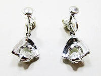 Elegant 1950s Mid-Century Vintage Diamante and Pearl Drop Earrings - Back - Thumbnail