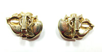 Crown Trifari Vintage Costume Jewelry 1950s Diamante Floral Earrings - Back - Thumbnail