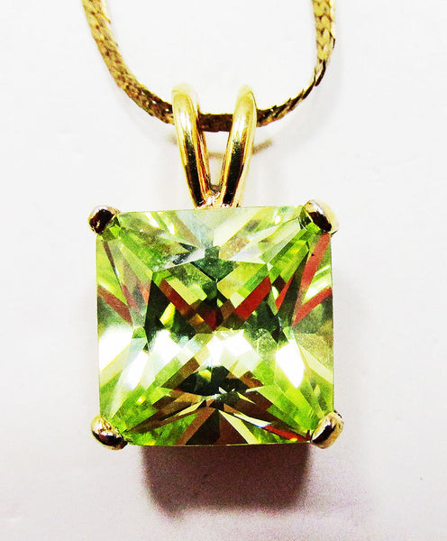 Vintage 1980s Geometric Contemporary Citrine CZ  and Vermeil Pendant - Close Up