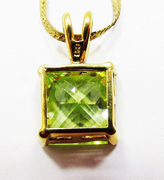 Vintage 1980s Geometric Contemporary Citrine CZ  and Vermeil Pendant - Back