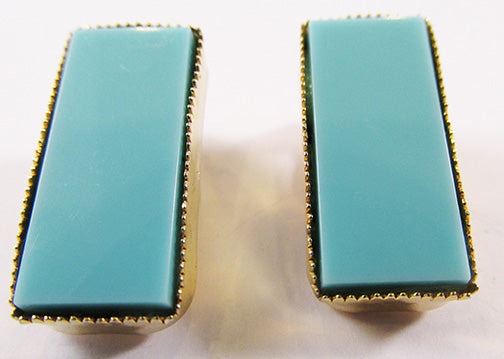 Striking Vintage 1960s Retro Geometric Minimalist Turquoise Earrings