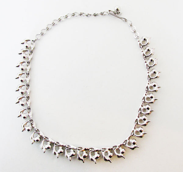 Beautiful 1960s Mid-Century Sparkling Diamante and Pearl Necklace - Back