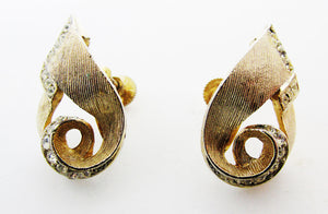 Lisner 1950s Distinctive Mid-Century Designer Diamante Earrings - Front