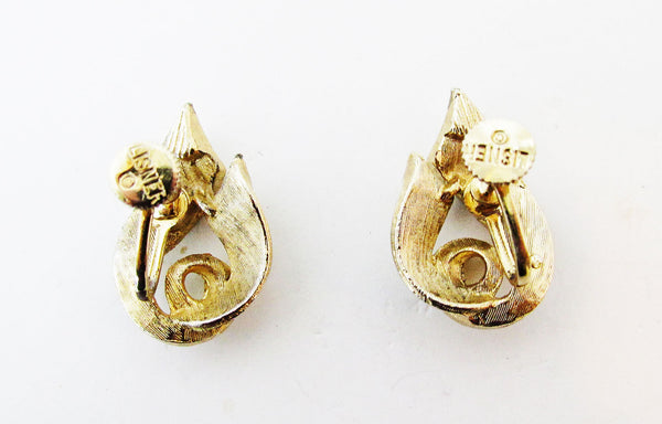 Lisner 1950s Distinctive Mid-Century Designer Diamante Earrings - Back
