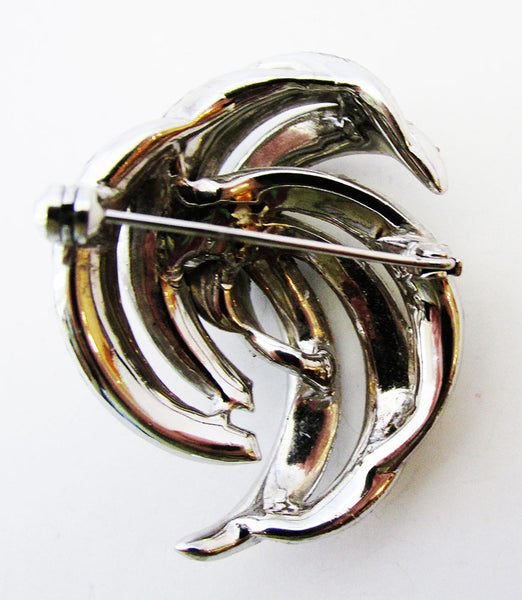 Sparkling Mid-Century Clear Diamante Costume Jewelry Pin - Back