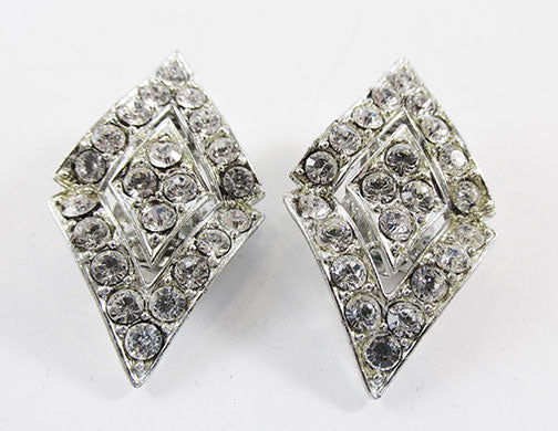 Sarah Coventry Vintage 1960s Elegant Geometric Rhinestone Earrings
