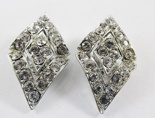 Sarah Coventry Vintage 1960s Elegant Geometric Rhinestone Earrings