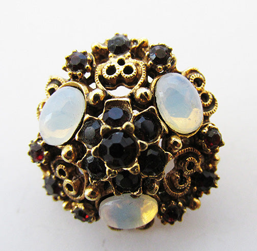Florenza Vintage Mid Century 1950s Delicate Circular Rhinestone Pin