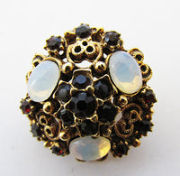 Florenza Vintage Mid Century 1950s Delicate Circular Rhinestone Pin - Thumbnail