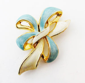 Vintage 1960s Mid-Century Eye-Catching Enameled Ribbon Pin - Front