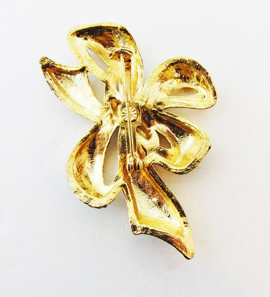 Vintage 1960s Mid-Century Eye-Catching Enameled Ribbon Pin - Back