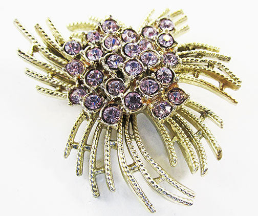 Coro Vintage Mid Century 1950s Unique Rhinestone Swirl Pin