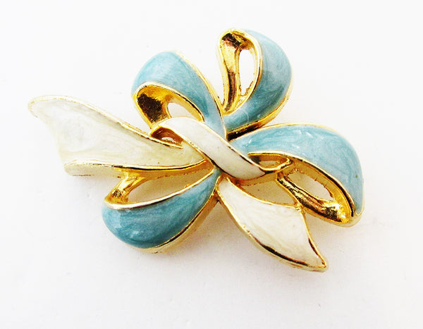 Vintage 1960s Mid-Century Eye-Catching Enameled Ribbon Pin - Front