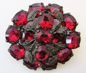 Vintage 1920s Extraordinary Art Nouveau Ruby Floral Pin