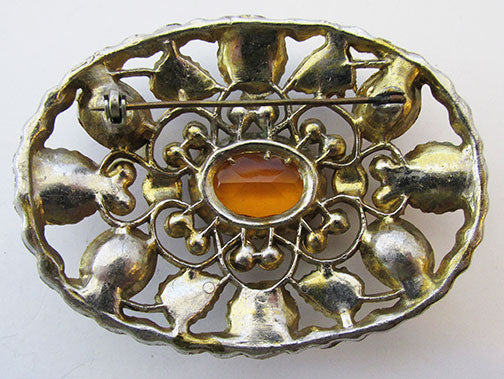 Antique/Vintage 1910s Art Nouveau Topaz Floral Pin