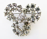 Lisner Unique Vintage Mid-Century Designer Diamante Floral Pin - Front - Thumbnail