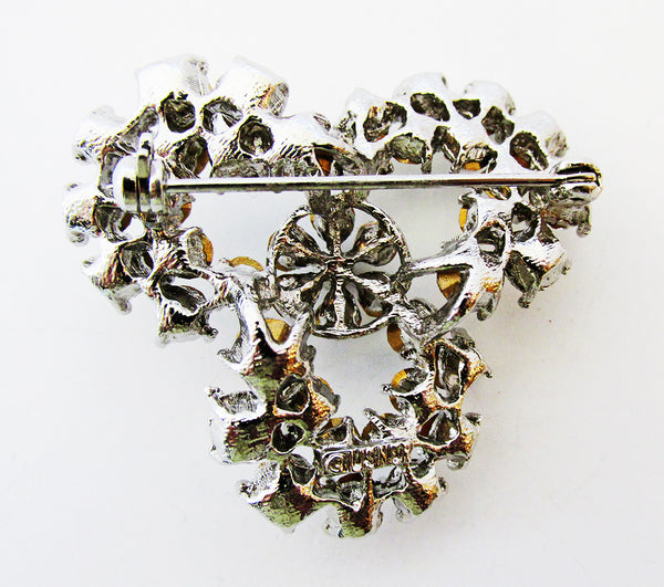 Lisner Unique Vintage Mid-Century Designer Diamante Floral Pin - Back