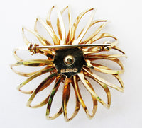 Vintage 1960s Sarah Coventry Designer Ruby Diamante Floral Pin - Back - Thumbnail