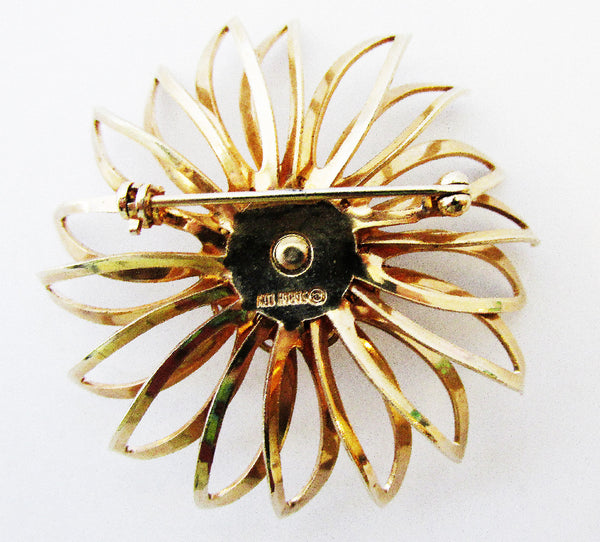 Vintage 1960s Sarah Coventry Designer Ruby Diamante Floral Pin - Back